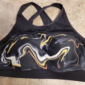 Crane Fitness Padded Marble Sports Bra Sz.L